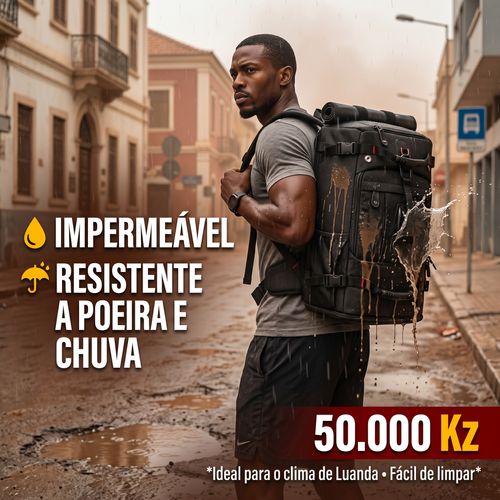 Mochila Grande Impermeavel Compartimento Sapatos Viagem Academia em Luanda 🎒💧