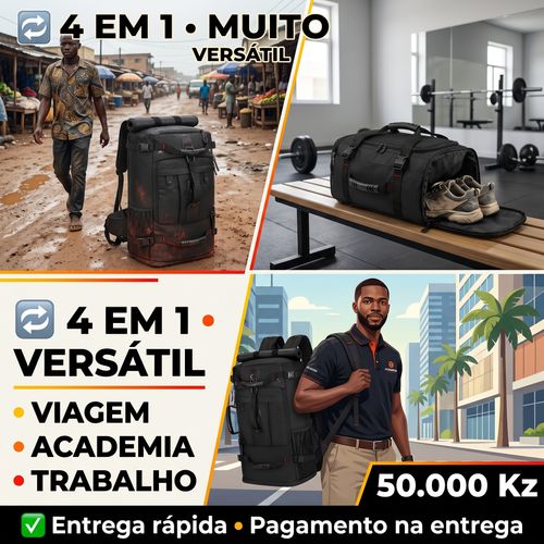 Mochila Grande Impermeavel Compartimento Sapatos Viagem Academia em Luanda 🎒💧