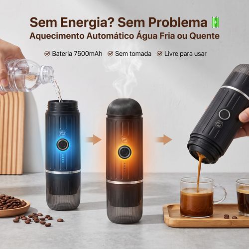 Máquina de Café Espresso Portátil com Aquecimento Sem Fio 19BAR, 2 em 1 para Pó e Cápsulas, Luxuosa para Casa e Viagem em Luanda