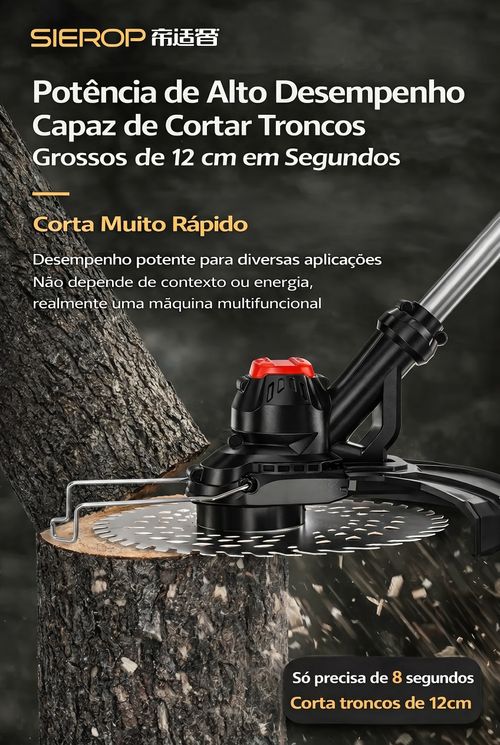Roçadeira Elétrica Sem Escovas SIEROP para Jardins e Quintais de Luanda - Kit Completo, Bateria 10Ah e Preço Baixo