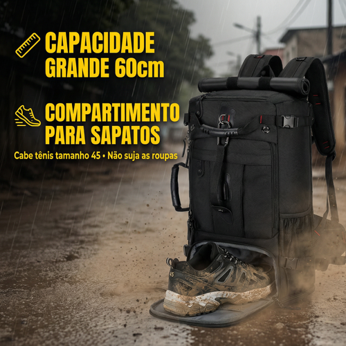 Mochila Grande Impermeavel Compartimento Sapatos Viagem Academia em Luanda 🎒💧