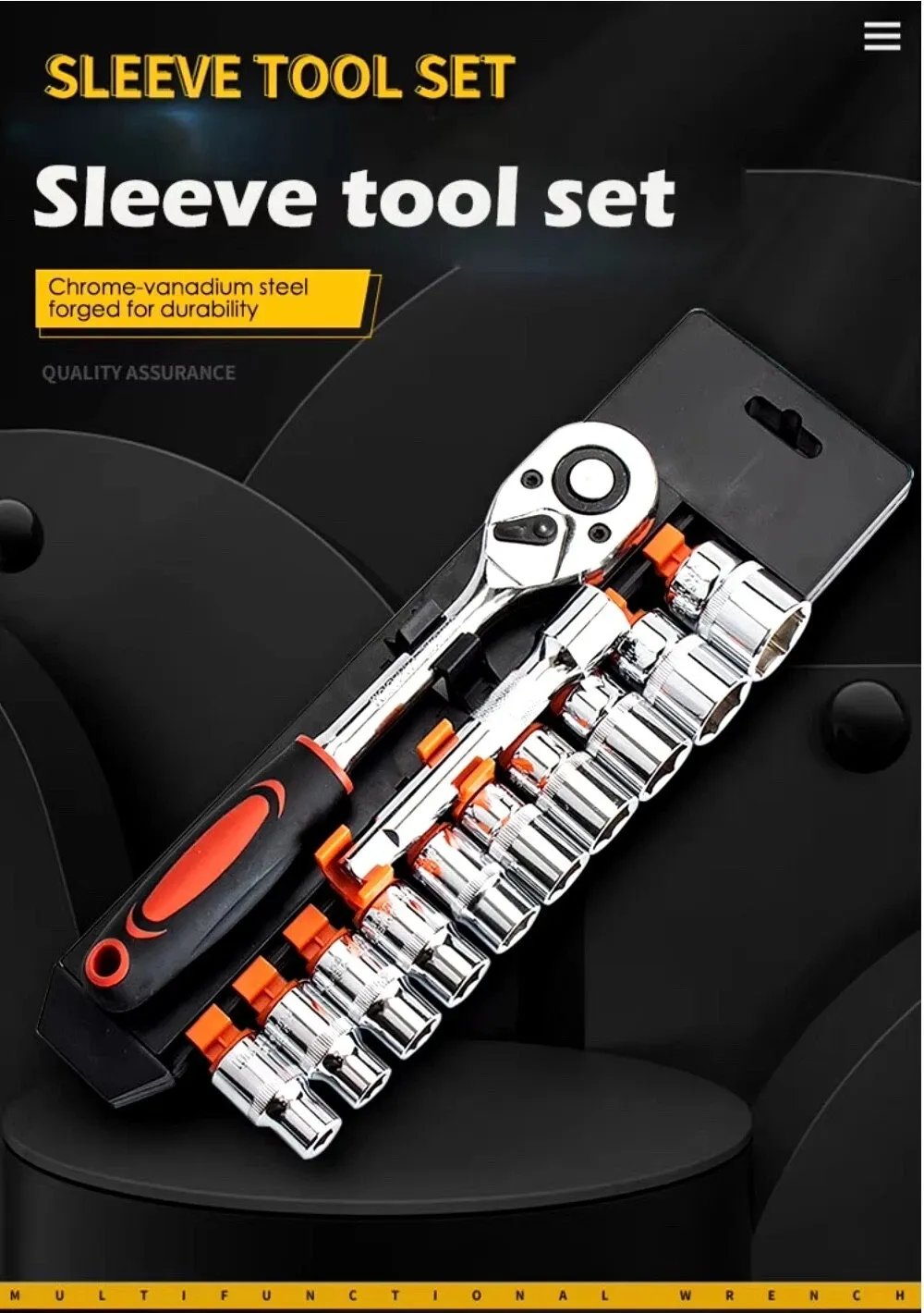 12pcs  Socket Wrench Set, Heavy-Duty Drive Socket Set ,Quick Released Ratchet Handle and Extension Bar