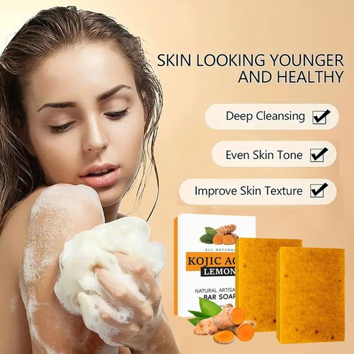2PCS Turmeric Soap - Natural Kojic Acid Soap for Skin Care - Body  and Face Kojic Acid Soap Original - Handmade Tumeric Soap for Smooth Skin, Moisturizing (200g (Pack of 2))