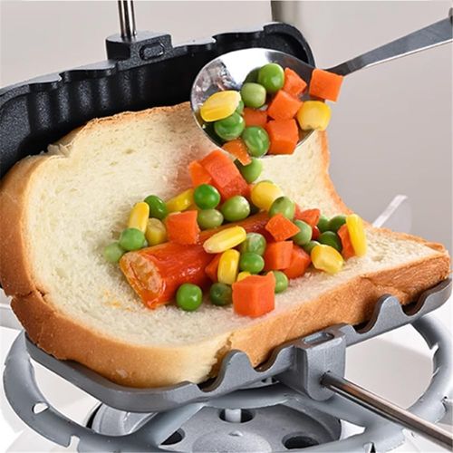 Toasted Sandwich Maker Double, Camping Toastie Maker with Heat-Resistant Handle, Breakfast Sandwich Maker, Multifunction Pancake Pan Non Stick for Home Outdoors Cooking