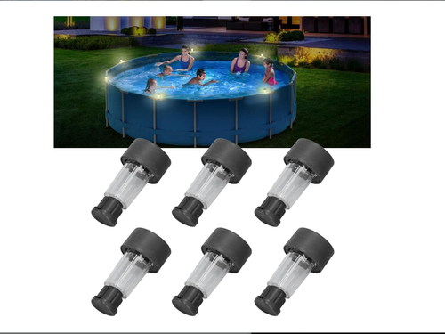 6 Pieces of  Solar Pool Lights, LED Waterproof Decorative Solar Pool Lights for Frame Above Ground Pool, Outdoor Yard Lawn Fence, Porch Balcony Patio Accessories (Colored Light)