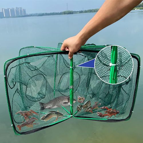 Fishing Traps Net Fishing Net Shrimp Cage Foldable Fishing Net Traps  8 Hole Shrimp Cage Meshes Crabbing Equipment