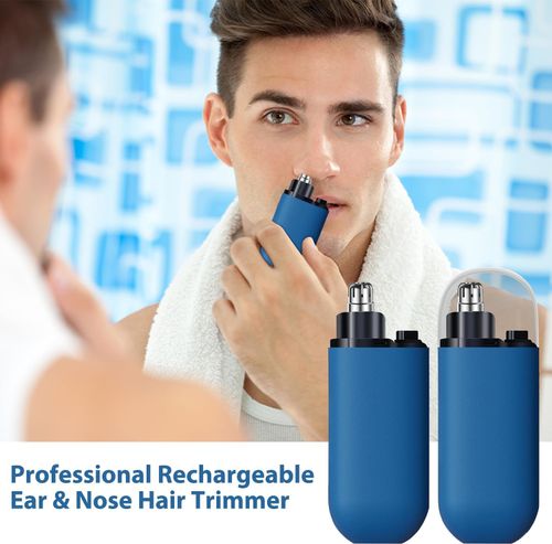 Portable Electric Nose Hair Trimmer for Men, Waterproof USB Rechargeable Portable Nose Hair Trimmer with Dust Protection Cap, Electric Nose Shaver Painless & Precision (Blue)