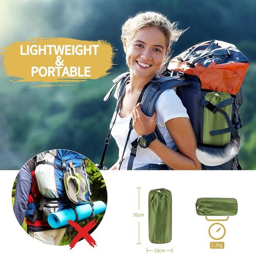 Double Camping Sleeping Pad — Self-Inflating, 2-Person, with Built-in Pillow and Foot Pump — Durable and Portable