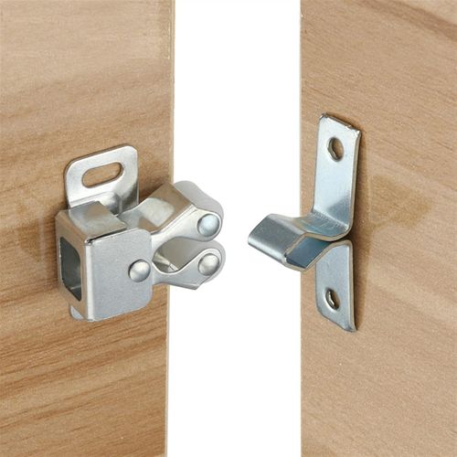 Double Roller Catch Brown Antique Copper Silver with Screws Double Bead Door Closer for Furniture 5Pcs (Color : Silver)