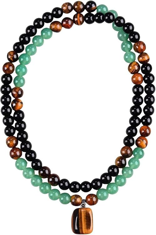 Generico Collana con Pietre Dure,Perle da 8mm Gioielli Lunghi,Collana con Pendente Unisex - per Donna Uomo Famiglia Compleanno Festa
