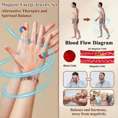 Copper Magnetic Bracelet for Men Three Row Magnets Cooper Bracelet , Real Solid Pure Copper, Adjustable, 3500 Gauss,  Present Box, Daily Wrist Comfort