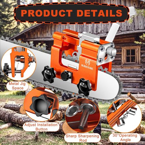 Chainsaw Sharpener, Portable Universal Chain Saw Sharpener Tool , Manual Hand Crank Chainsaw Sharpener Jig, Chainsaw Blade Sharpening Attachment