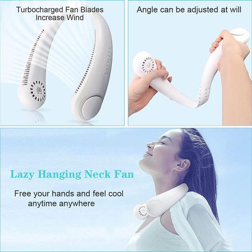 Portable Air Conditioning Neck Fan, Personal Hanging Air Cooler, 4000mAh Portable Fan, Mini, USB Rechargeable, Headphone Design, 3 Silent Speeds—Ideal for Travel, Camping, Parties, Cycling, Hiking, Running, etc.