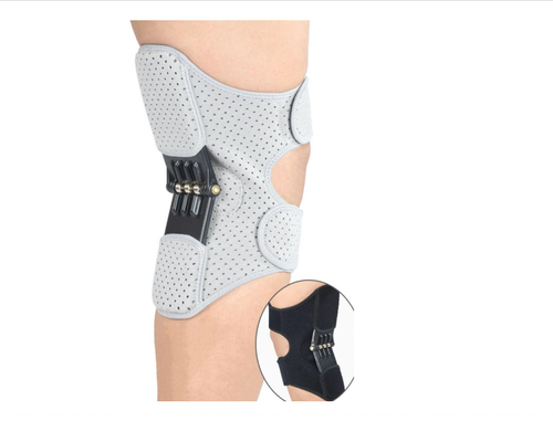one piece of  Knee Brace, Powered Knee Stabilizer Pad Booster Powered Knee Brace with Protective Booster Support to Prevent Hyperflexion of Knee Joint for Osteoarthritis (Gray)