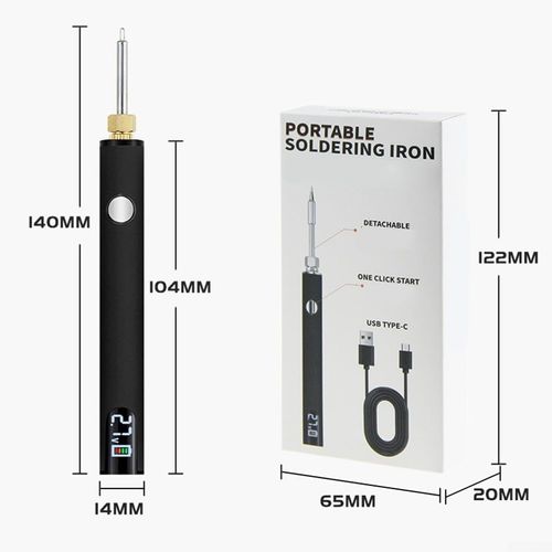 Cordless Soldering Iron - 650mAh USB Rechargeable Pen,Adjustable Temperature Ceramic Heater with LED Display - Portable Soldering Kit for Electronics Repair