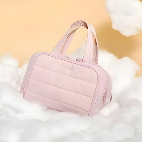 4-in-1 Multifunctional Travel Cosmetic Bag, Large-Capacity Travel Cosmetic Bag, 4-in-1 Puffy Multi-functional Toiletry Bag, 2025 New Camping Toiletry Bag for Women Traveling (Pink+Black)