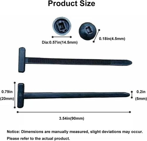 Nylon Universal Cable Tie Buckle - Heavy Duty Self - Locking Zip Ties Holder with Pin & Button Design for Car Body - Plastic Cable Ties Tool Fasteners (Black-20pcs)