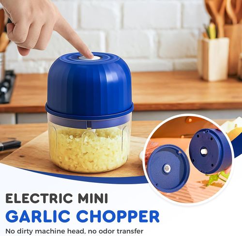 Electric Garlic Chopper, 2026 New Mini Portable Veggie Chopper Garlic Grinder Masher Onion Chopper, Rechargeable Wireless Food Processor for Garlic Onion Ginger Chili Vegetables Meat (Blue)