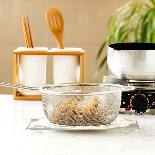 Stainless Steel Mesh Strainer Basket Deep Fry Basket Net Colander French Chip Frying Basket for Vegetables or Pasta