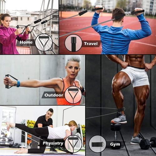 Fit Simplify Resistance Bands Set for Exercise, Stretching and Workout Toning Tube Kit with Foam Handles, Door Anchor, Ankle Strap and Long Carry Bag for Men, Women (Multicolour)