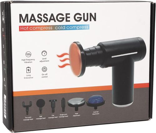 Electric Massage Gun, Portable Handheld Muscle Massager, Controlled Hot Cold Impact Deep Tissue Massager (White)