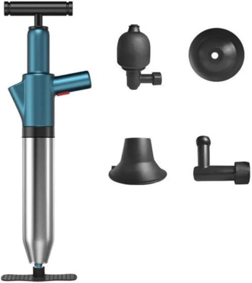 Toilet Air Pressure Plunger Kits,Air Drain Blaster Gun Plunger Clog Remover Tool with 5 Heads for Clogged Toilet and Kitchen Bathroom Tubs