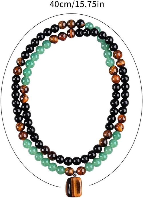 Generico Collana con Pietre Dure,Perle da 8mm Gioielli Lunghi,Collana con Pendente Unisex - per Donna Uomo Famiglia Compleanno Festa
