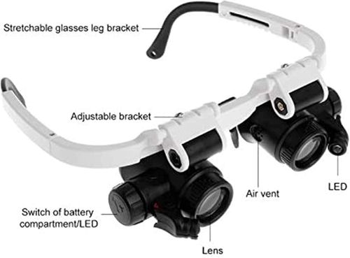 Headband Magnifier, Handheld Digital Magnifier, Head-Mounted Magnifying Glass, Headband Magnifier with LED Light Head Mounted Magnifying Glasses 8X 15X 23X Hobbies,Reading,Jewelry Loupe,Crafts,Watch