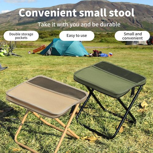 Foldable Backpack Stool, Mountaineering and Hiking Portable Stool, Outdoor Zipper Pack Folding Chair for Traveling, Camping, Fishing and Subway, Maximum Weight 330 Lbs (Shoulder Bag - Khaki, S)