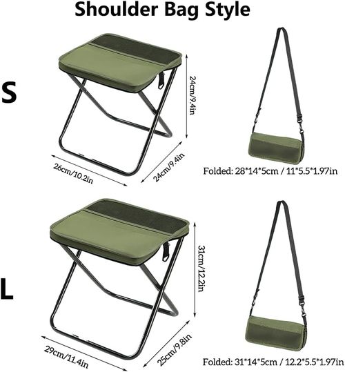 Foldable Backpack Stool, Mountaineering and Hiking Portable Stool, Outdoor Zipper Pack Folding Chair for Traveling, Camping, Fishing and Subway, Maximum Weight 330 Lbs (Shoulder Bag - Khaki, S)