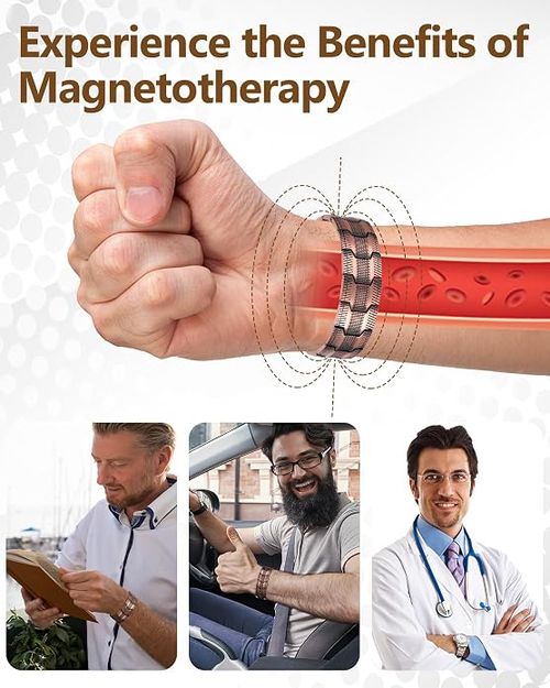 Copper Magnetic Bracelet for Men Three Row Magnets Cooper Bracelet , Real Solid Pure Copper, Adjustable, 3500 Gauss,  Present Box, Daily Wrist Comfort