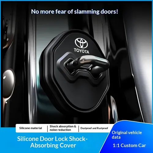 4PCS Silicone buffer and shock-absorbing protective cover for car door lock latches – suitable for Toyota RAV4, Levin, Avalon, and Wildlander. 1