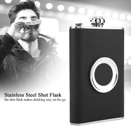 8 oz Stainless Steel Shot Flask with Built In Collapsible Shot Glass Funnel Portable Glass Flask for Alcohol Ideal for Travel Hiking Camping and Outdoor Activities Great Gift