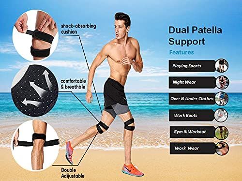 2 Pack Patella Knee Strap, Pain Relief Patellar Tendon Support, Adjustable Brace Band for Basketball, Running, Jumpers Knee, Volleyball, Tendonitis, Arthritis