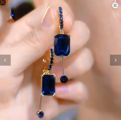 New Fashion Square Blue Crystal Pendant Earrings for Women Elegant Light Luxurious Temperament Girls Party Trend Jewelry Gifts