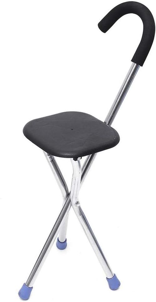 Folding Chair Folding Tripod Stool Hiking Seat Travel Camping Cane Walking Stick Fishing Chair Folding Chair Portable Chair(Black)