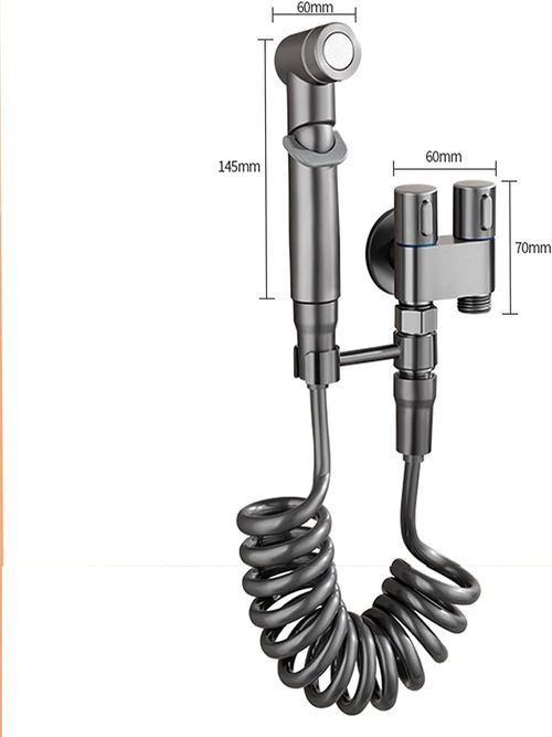 1-In-2-Out Dual Control Valve, 1-In-2-Out Washing Machine and Toilet Faucet, Bathroom Faucet with Pull Out Sprayer, Easy to Assemble (Grey Suit)