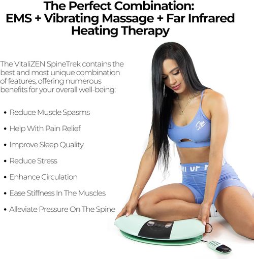 Wireless Electric Lumbar Traction Device, Red and Blue Light Therapy, Far-Infrared Heating, Timer, Vibration, Regular Traction and Oscillation Modes.