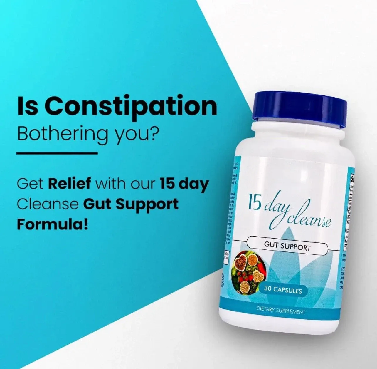 15 Day Cleanse - Gut and Colon Support | Caffeine Free | Advanced Formula with Senna, Cascara Sagrada, & Psyllium Husk | Non-GMO | 30 capsules