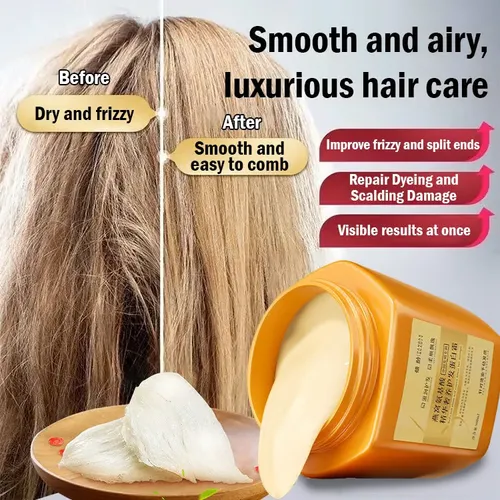 Fleessential Hair Protein Cream, Amino Acid Essence Luxury Nourishing Hair Protein Cream, Collagen Hair Mask, 500ml Repairing Essence Hair Mask, Hair Repair Cream for Dry Damaged Hair (1PC)
