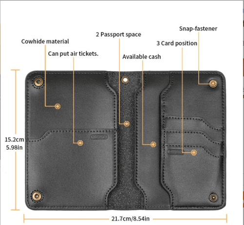 Cowhide multifunctional wallet passport bag travel ticket storage passport holder