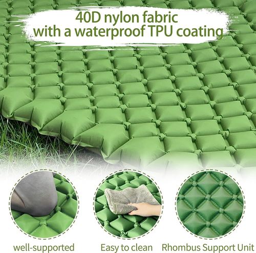 Double Camping Sleeping Pad — Self-Inflating, 2-Person, with Built-in Pillow and Foot Pump — Durable and Portable