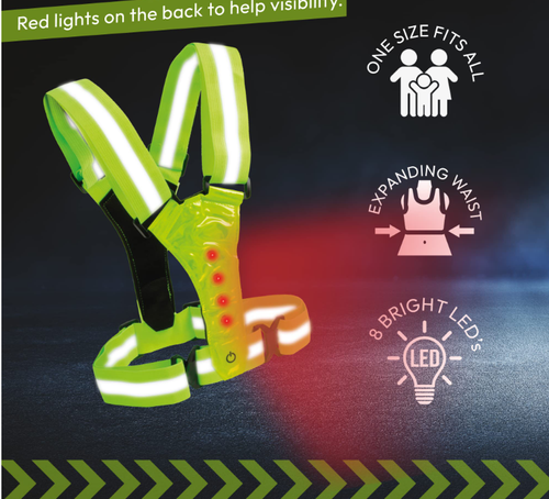Running Light Vest,LED Sports Vest for Men Women - Rechargeable Reflective Safety Gear, High Visibility Soufly for Night Running Cycling Walking
