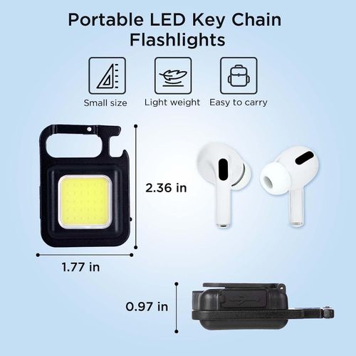 LED COB Key Chain Flashlights Small Water Resistant USB , Folding Bracket for Walking Camping Car Repairing