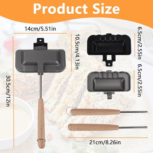 Sandwich Maker, Double-Sided Sandwich Baking Pan with Removable Handle, Non Stick Breakfast Sandwich Maker Grill Pan for Breakfast Pancakes, Omelets, Frittatas, Bread and Toast