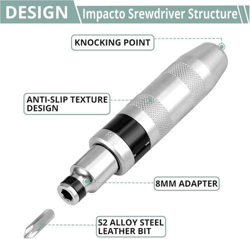 12 and 1PCS Impact Screwdriver Set, Hand Impact Driver Bits - Heavy Duty Slot Phillips Hex Bits with Manual Impact Corrector Screwdriver