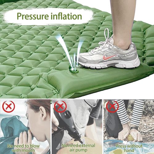 Double Camping Sleeping Pad — Self-Inflating, 2-Person, with Built-in Pillow and Foot Pump — Durable and Portable
