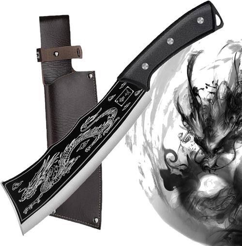 Handmade Dragon Knife Kitchen Chef's Butcher Knife Bone Meat Cleaver Chopping