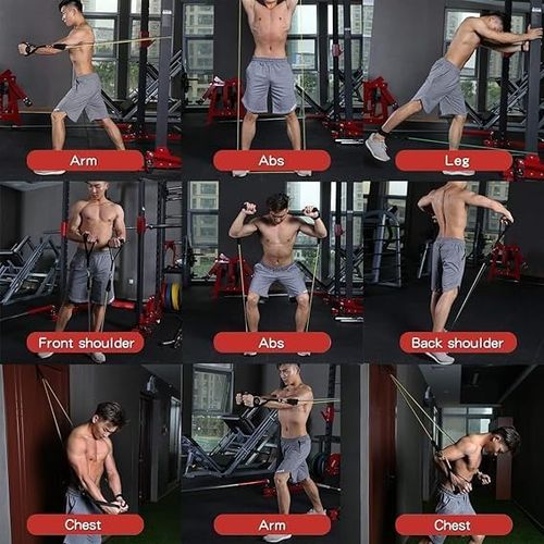 Fit Simplify Resistance Bands Set for Exercise, Stretching and Workout Toning Tube Kit with Foam Handles, Door Anchor, Ankle Strap and Long Carry Bag for Men, Women (Multicolour)