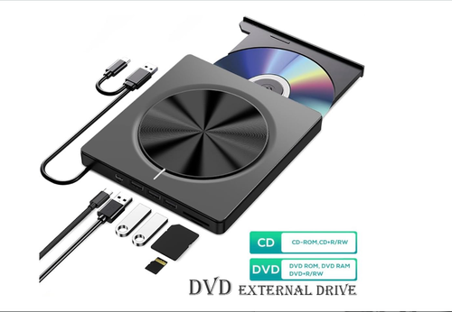 Aamuum 6 in 1 Portable External USB 3.0 and Type-C DVD-RW Disc Optical Drive with Multi-Function DVD Burner